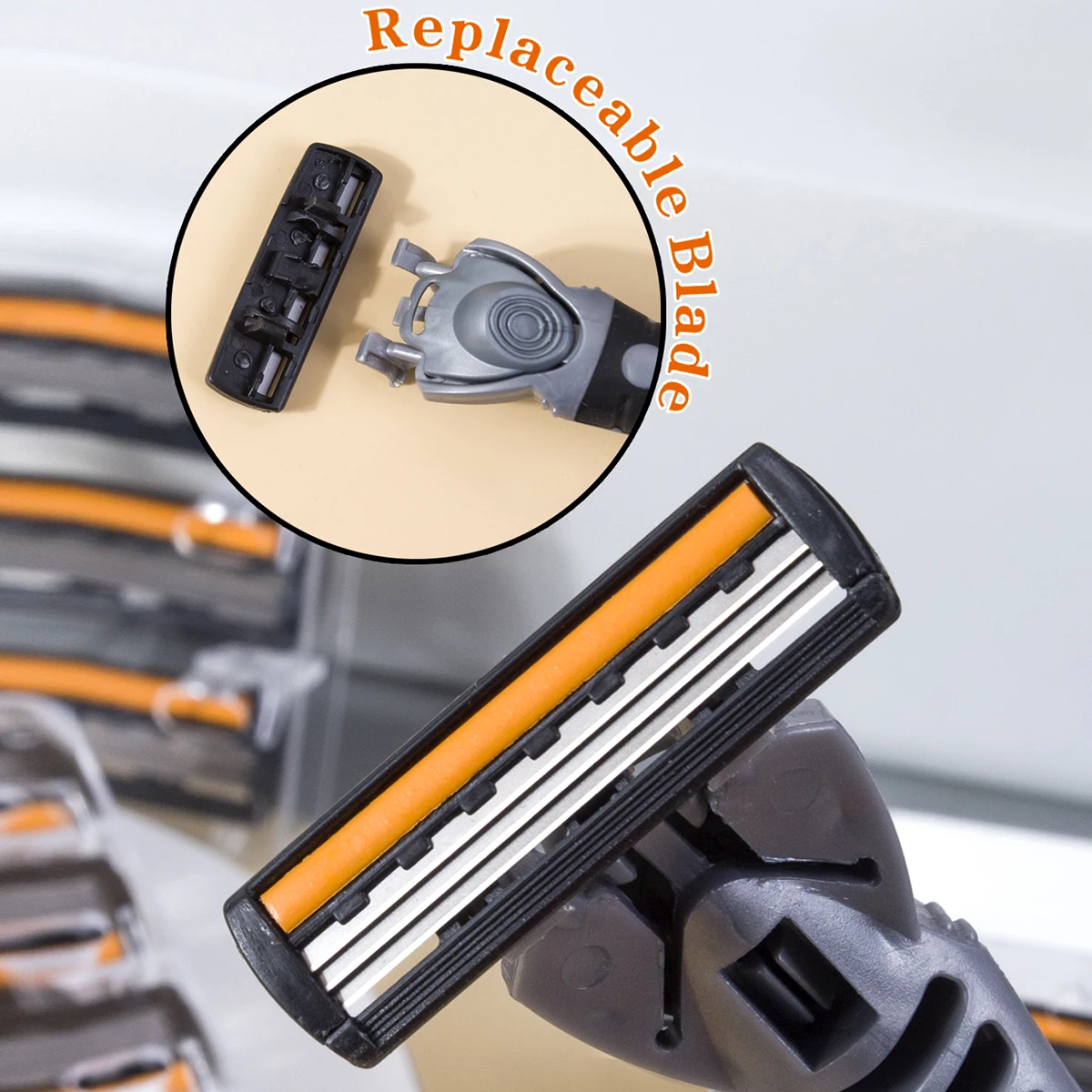 Man Manual Razor Triple Blades Stainless Steel Blades Shaving Razor Replaceable Blades Beard Razor