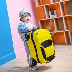 18 Inch 3D Cartoon Car Suitcase Can Sit and Ride on Luggage Kids Trolley Case Travel Suitcase