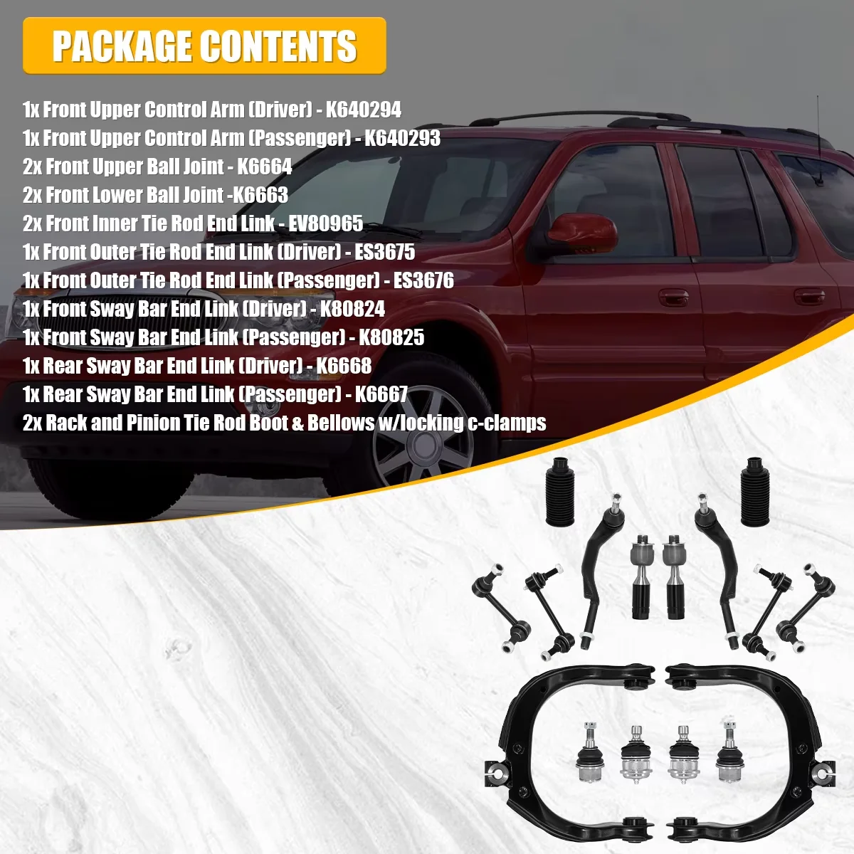 Svenubee 16Pcs Front Upper Control Arm Tie Rod Boot Kits for Buick Rainier Chevrolet Trailblazer 2004 2005 2006 2007 2008 2009 - view 6