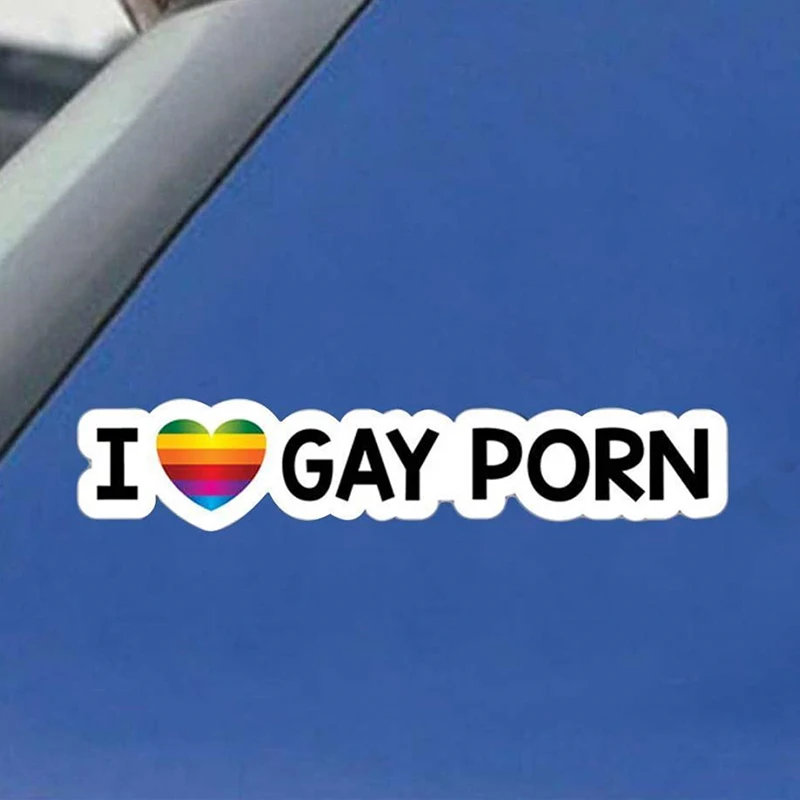 I Love Gay Porn Car Decal 13x8cm Creative Car Reflective Sticker Auto Window Bumper Rainbow Pride Sticker Funny Joke Prank Decal