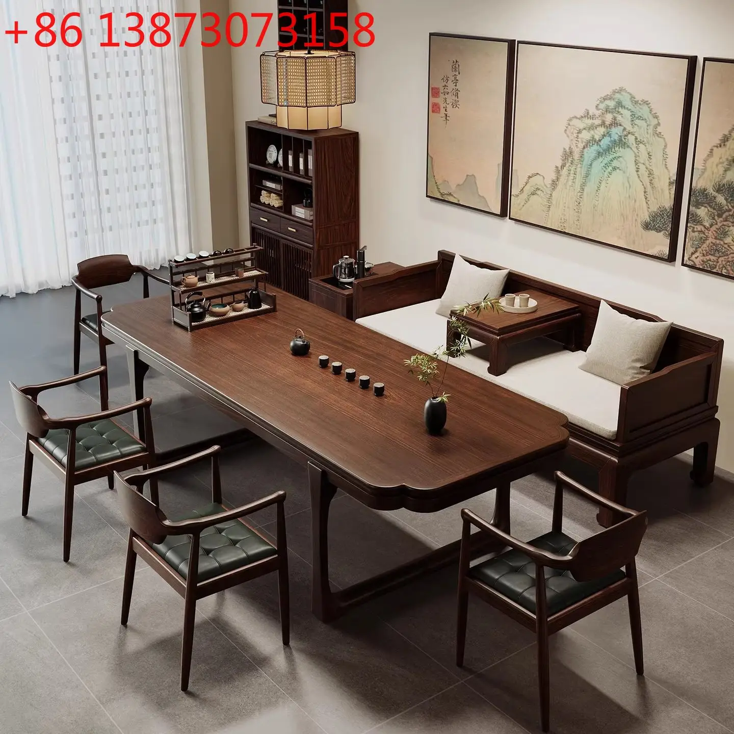 

Чайный столик из черного ореха и ясеня в новом китайском стиле, эстетика Сунь, для гостиной отеля B&B