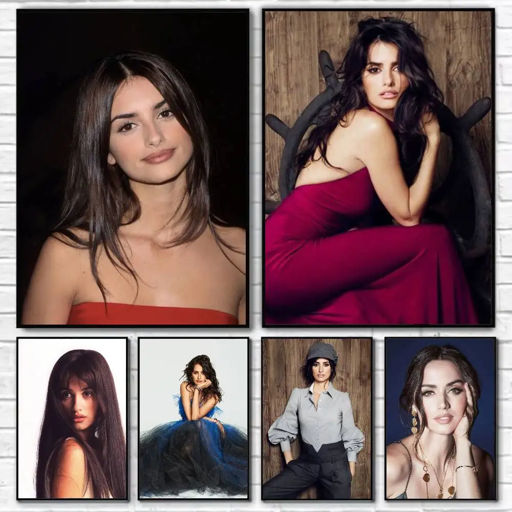 P-Penelope Cruz Spanish Charm Poster Self-adhesive Art Waterproof Paper Sticker Coffee House Bar Room Wall Decor