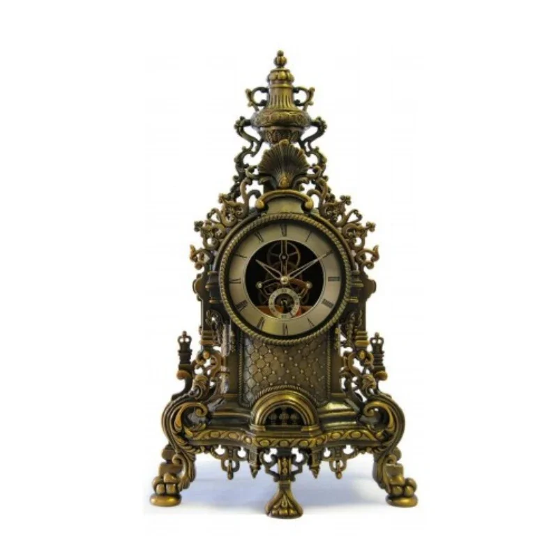Creative European and American retro seat clock semi-mechanical perspective movement seat clock