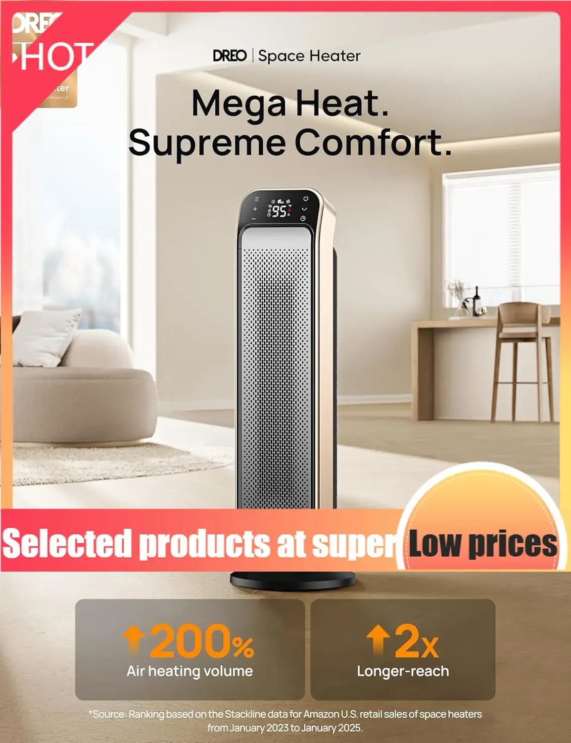 

Competitive Item-Space Heater Indoor, 25" 11.5ft/s Fast Portable Room Heater With Remote And Thermostat, 3 Modes, Overheating &