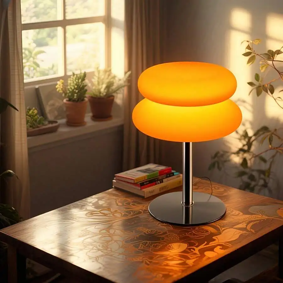 

Murano Plastic Double-Layer Hamburger Table Lamp | USB Lighting | Ambient Decorative Night Light | Bedroom Bedside Lamp | Lighti