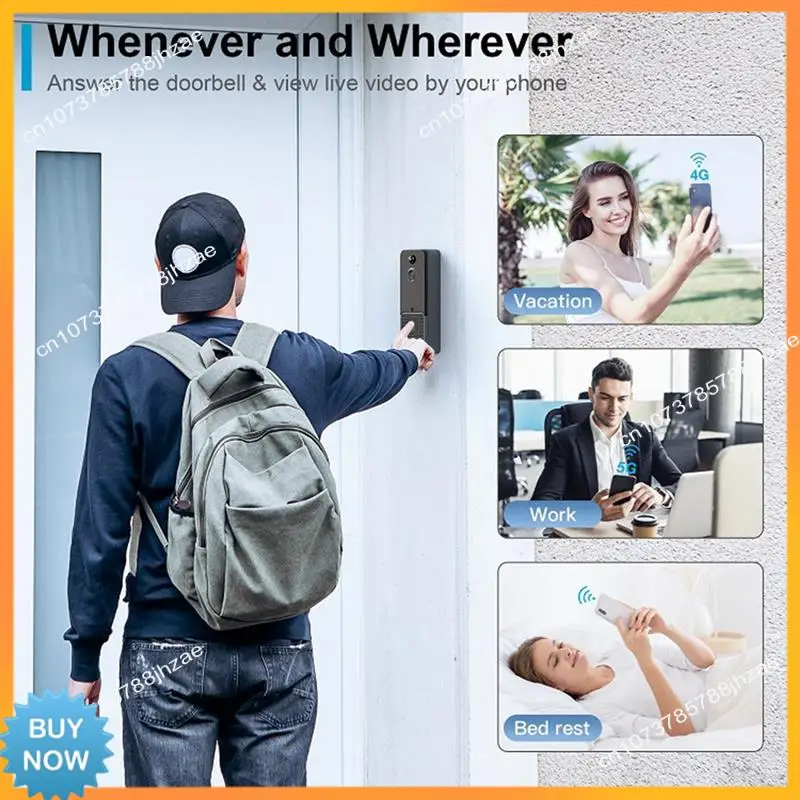 A10R Wireless Wifi Video Doorbell Camera PIR Human Detection Cloud Storage Outdoor Door Bell Intercom Smart Home(With) Easy To U
