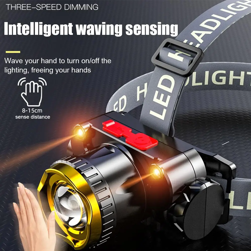 LED Headlights With Strong Light Rechargeable Zoom Telephoto Fishing Night Super Lamp Bright Miner\'s Is Headworn Flashlight I3Z1