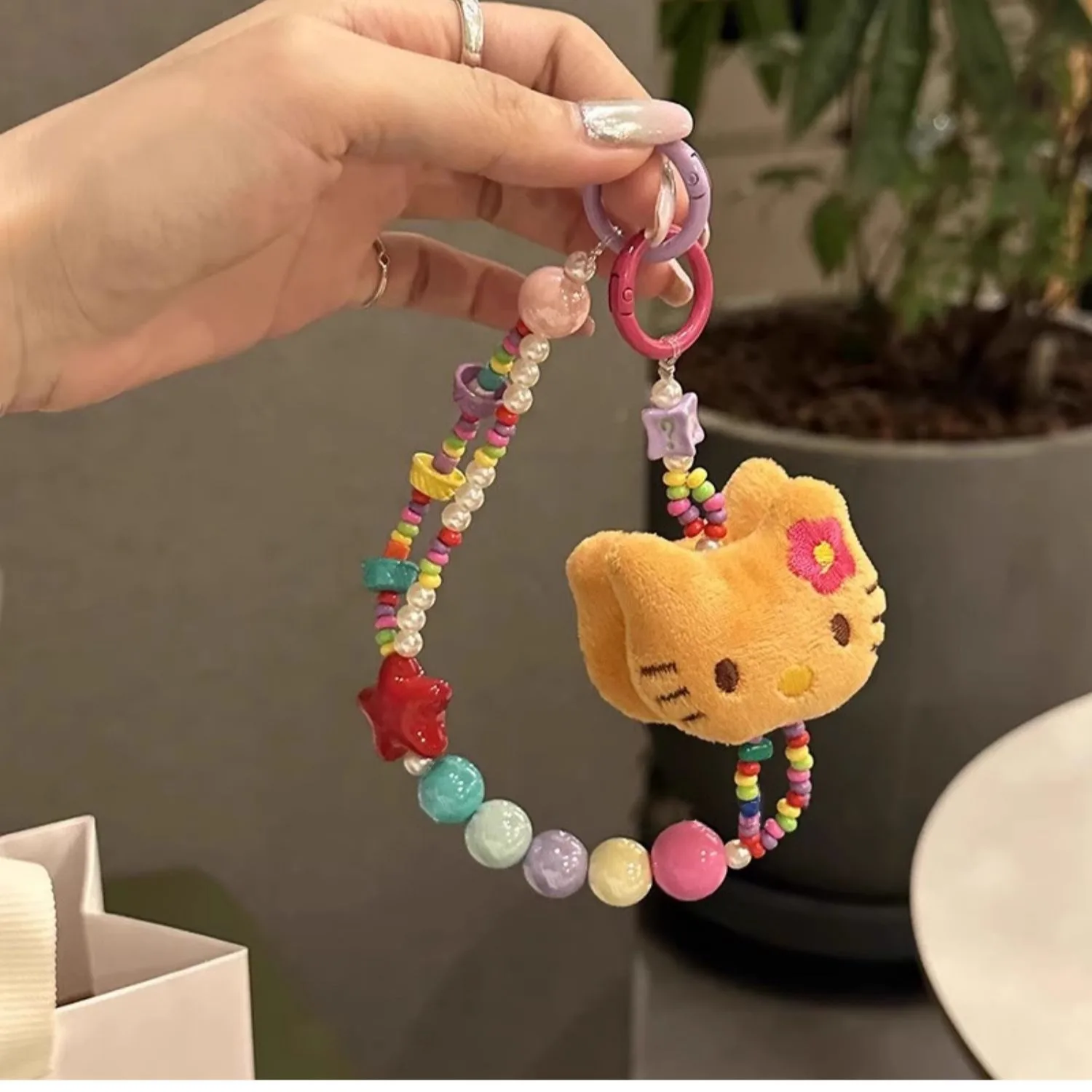 Y2K Hello Kitty Telefoonketting Anime Retro Kleurrijke Kralen Anti-verloren Sleutelhanger Trendy Polsbandje Tassen Sieraden Accessoires Meisjes Geschenken