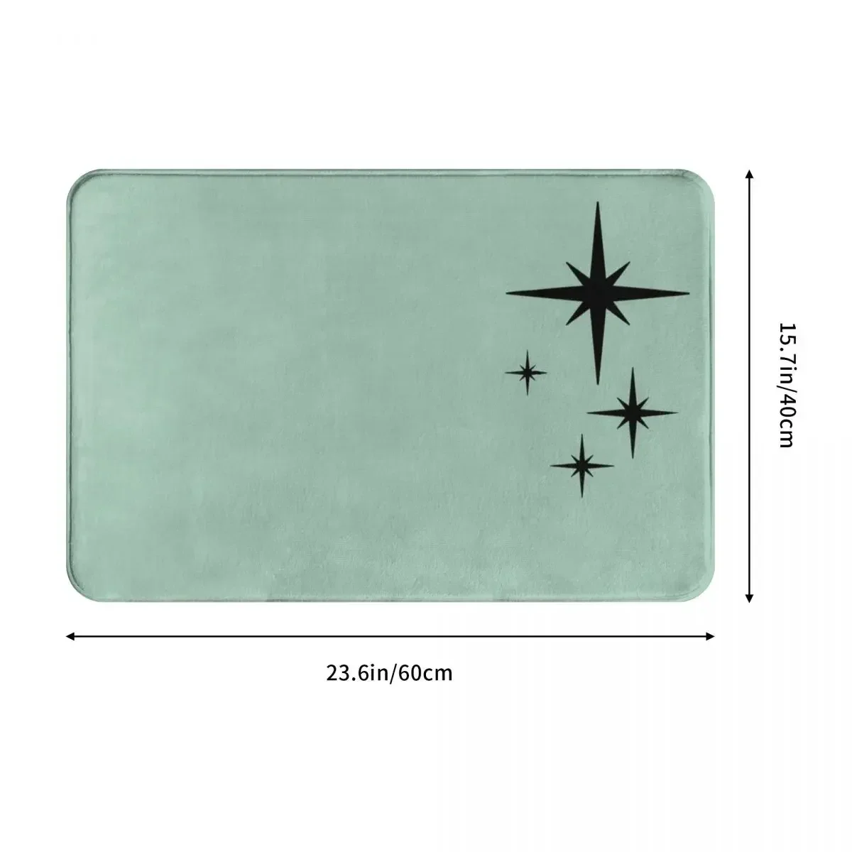 1950s Atomic Age Retro Starburst In Mint Green And Black Polyester Doormat Rug carpet Anti-slip Antiwear Kitchen Bedroom balcony