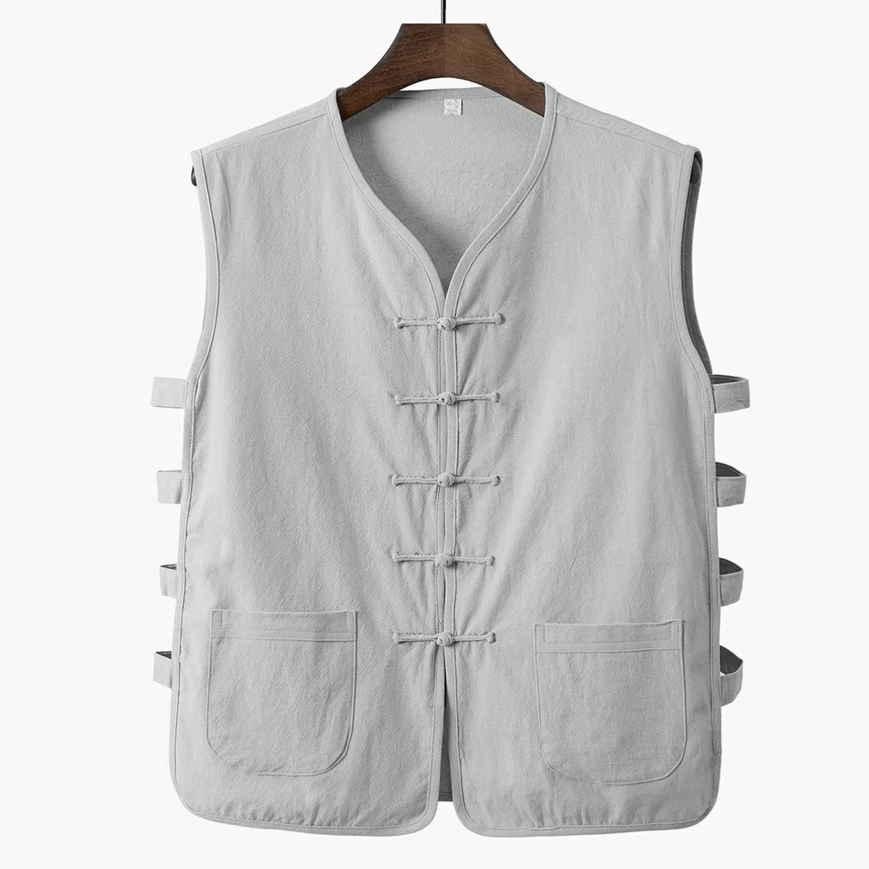 

Cotton linen vest shoulder cardigan old man sweatshirt