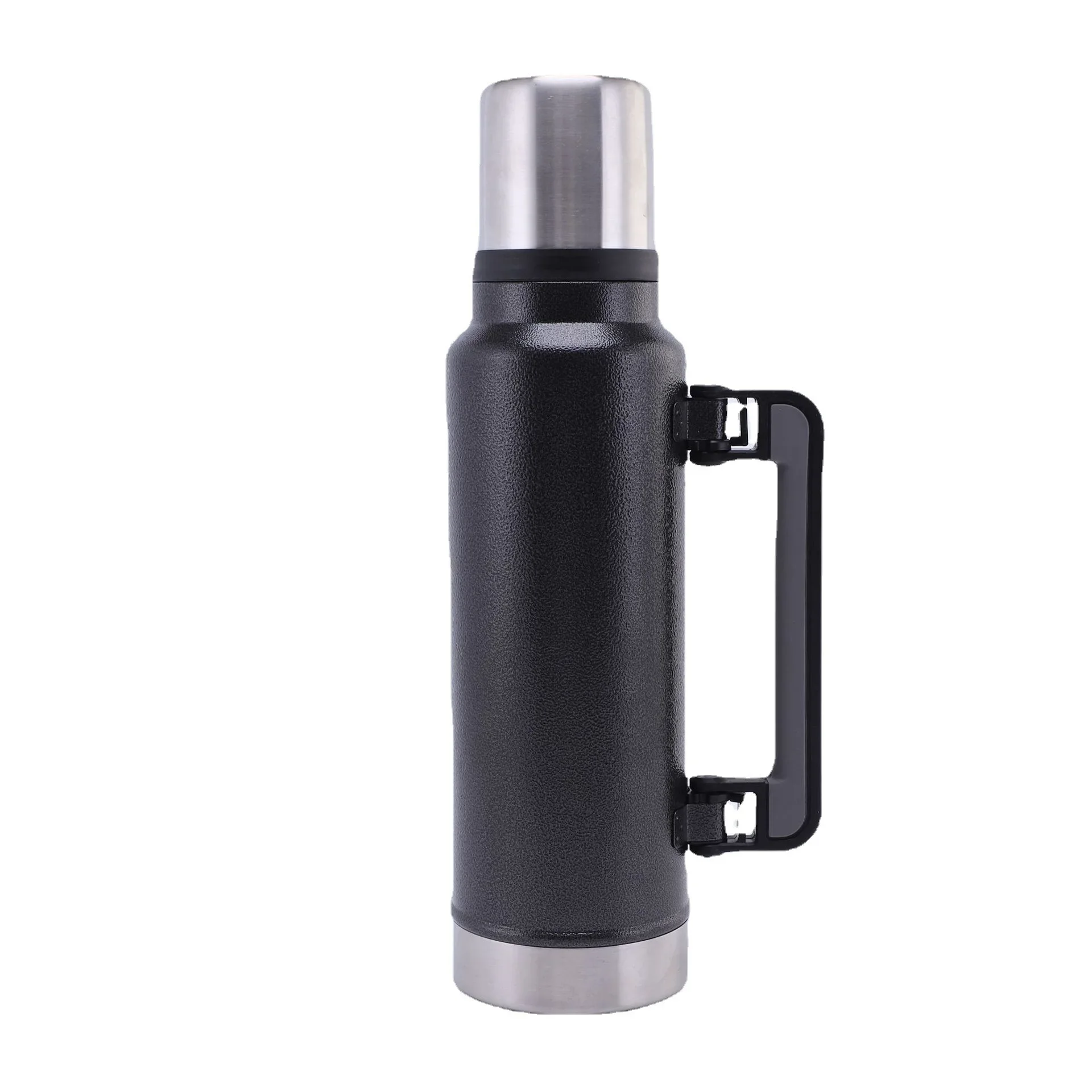 

1pc 47oz double wall vacuum stainless steel water bottle with handle and lid, leak-proof kettle suitable for outdoor camping