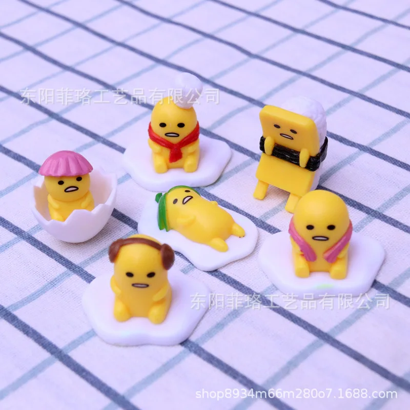 Anime japonês gudetama gema rei ovos preguiçosos figuras em miniatura gashapon boneca modelo brinquedo coleção decoração ornamentos crianças presentes