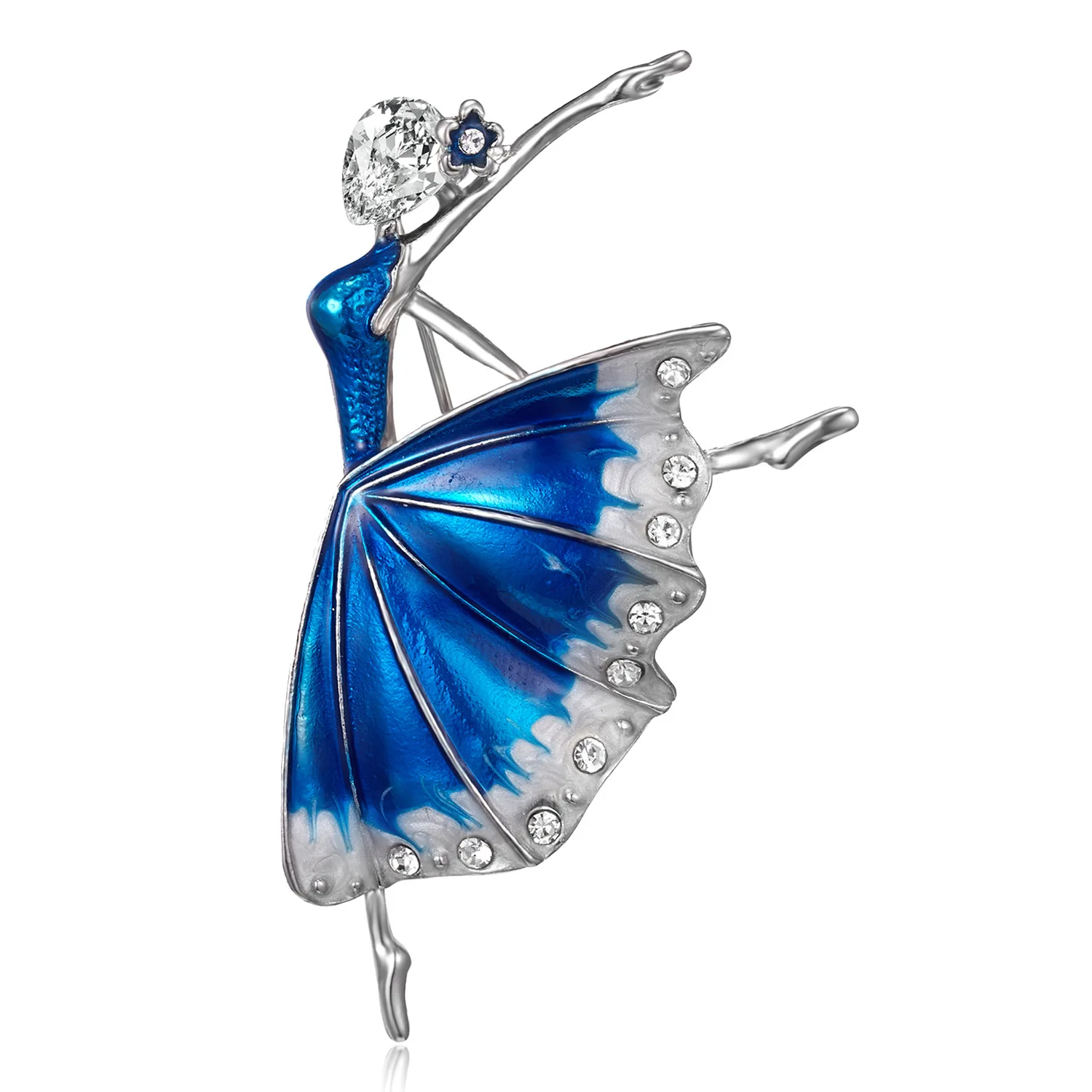 Ramillete de chica bailarina de Ballet a la moda con incrustaciones de diamantes de imitación, broches de figura de dibujos animados, ropa de mujer, bolso, alfileres de decoración, regalo de joyería