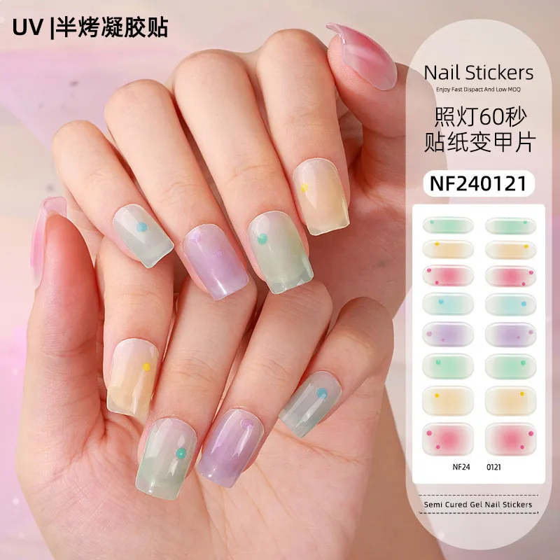 Französische Gel-Nagelaufkleber, Heißpräge-Glitzer, UV-Backlampe, gehärtete, halbgehärtete Nagelaufkleber