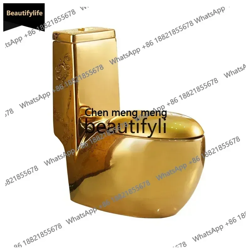 

Унитаз A601 в европейском стиле, золотистый, яйцевидной формы, для дома, креативный, водосберегающий, с сифоном, с функцией дезодорации, цветной унитаз