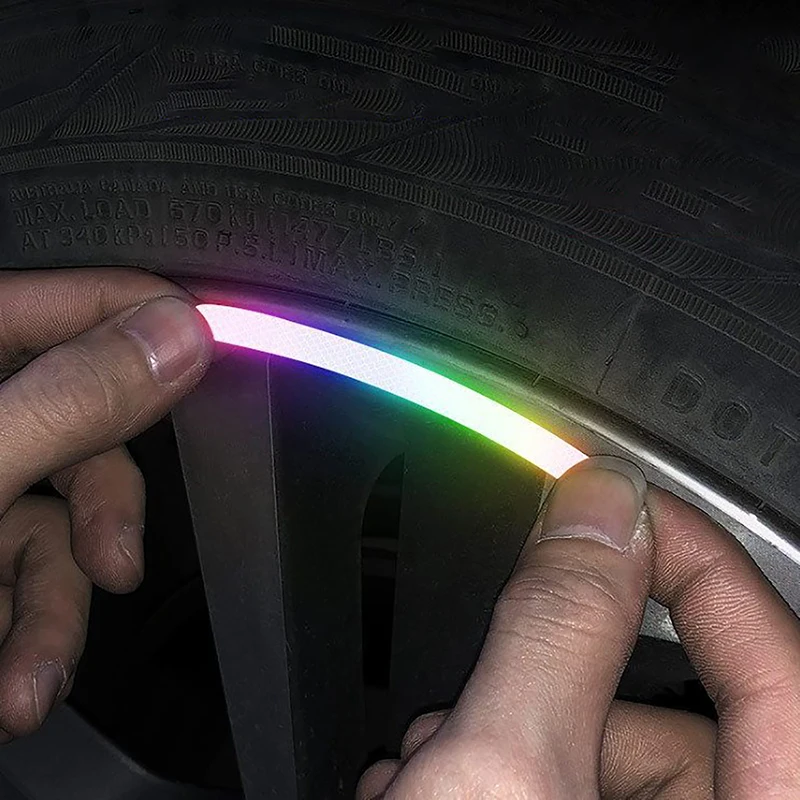 20pcs Car Wheel Hub Reflective Strips Tire Rim Colorful Stickers Driving Decors for Car-Styling Accessories