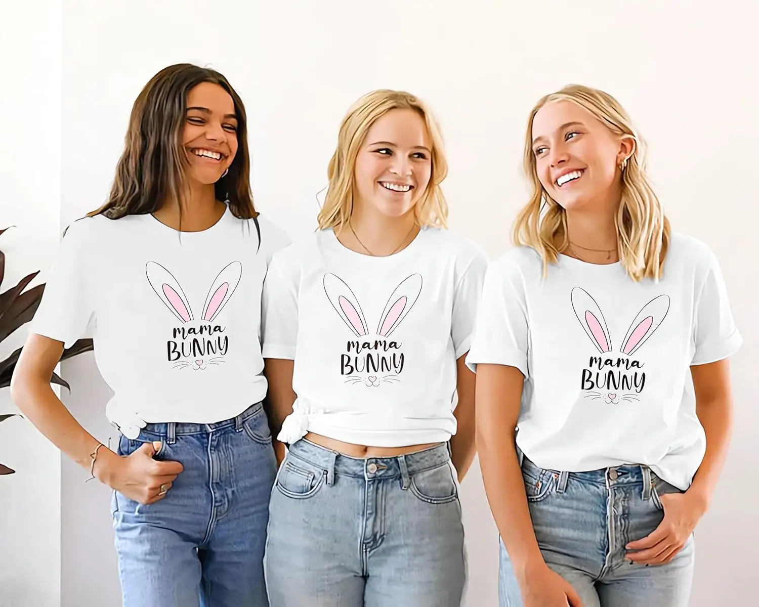 2024 Women's Happy Easter T-Shirt - Cute Mama Bunny Graphic Print, Crewneck Short Sleeve Pullover Tees