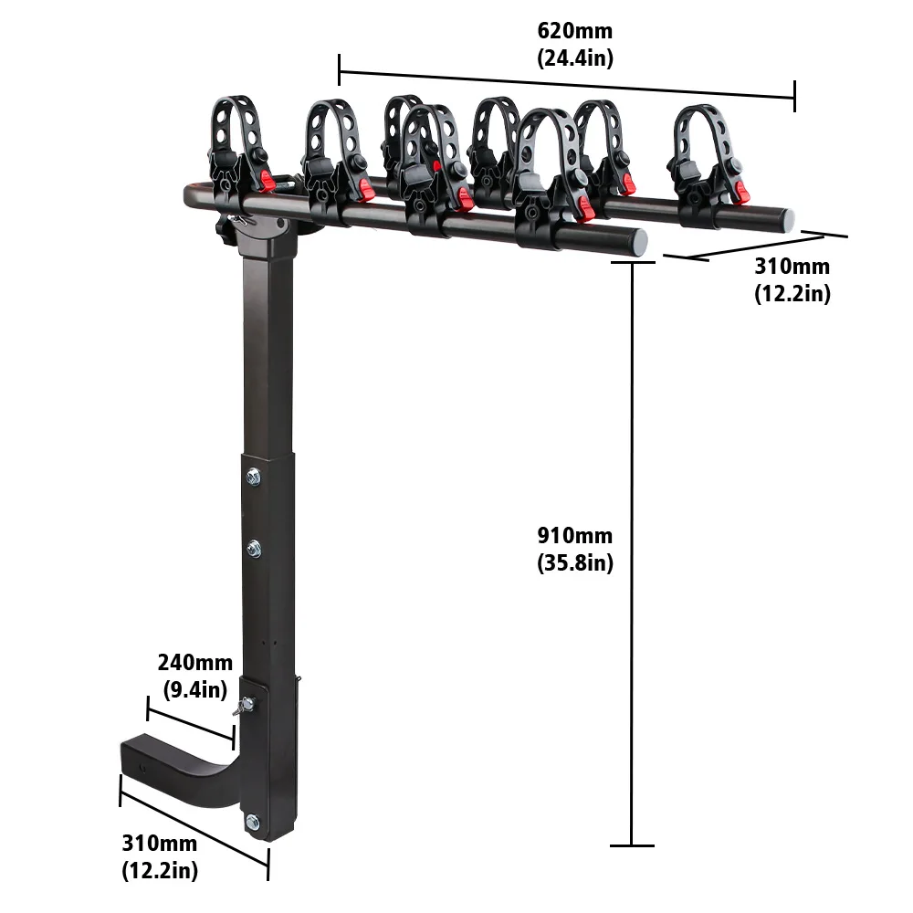 Universal Bike Carrier Fits 2 Inch Trailer Hitch Mounted Bike Rack 4-Bike Carrier for Car SUV Truck Road Trip Auto Accessories