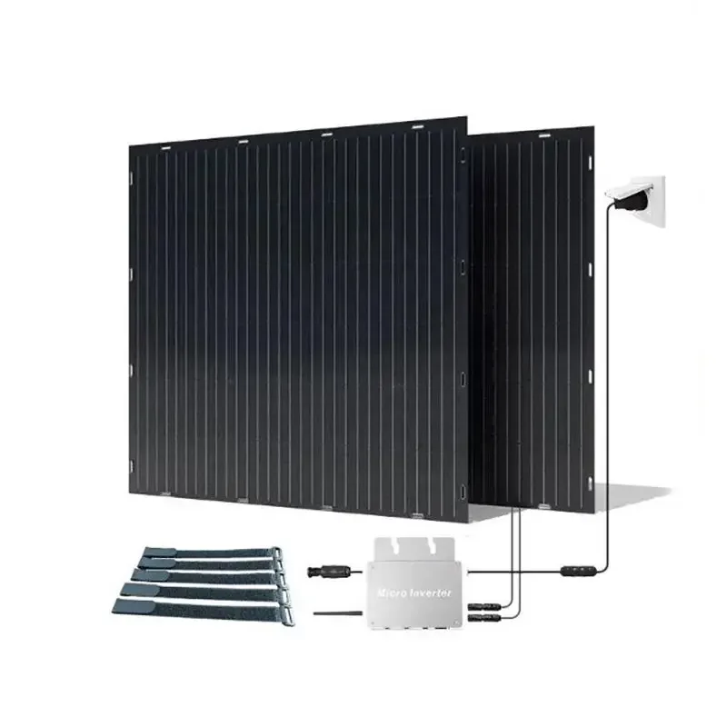 High Quality Portable On Grid Inverter Balcony System Home Solar System Kit Full Black Flexible Solar Panel