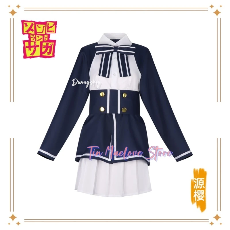 أزياء زومبي لاند ساغا هانا ساكورا زومبي أيدول أداء الهالوين كوسبفريس فيزان كوستيوم أنيمي الزي شعر مستعار كامل لوليتا فستان زي مدرسي #4