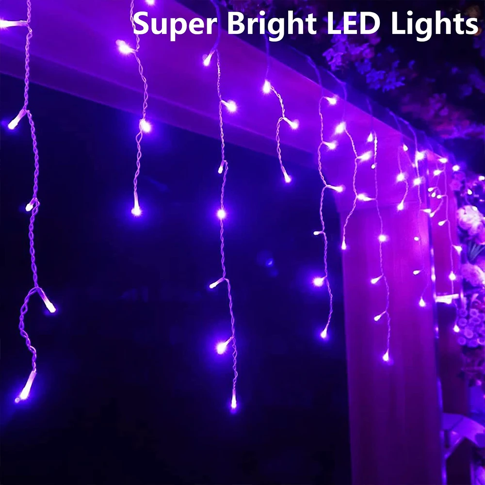 ستائر LED جارلاند للكريسماس بطول 3.5 متر ستائر متدلية على شكل جليد أضواء خيالية متدلية 0.5-0.7 متر تيار متردد 220 فولت لتزيين المنزل في الشارع الحديقة في الهواء الطلق