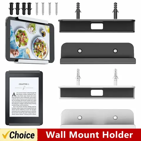 2 Pcs Wall Mount Bracket Fixed by Adhesive Or Screw Stabilizer Tablet Holder for Tablet/Mobile Phone/E-Reader/Remote Control
