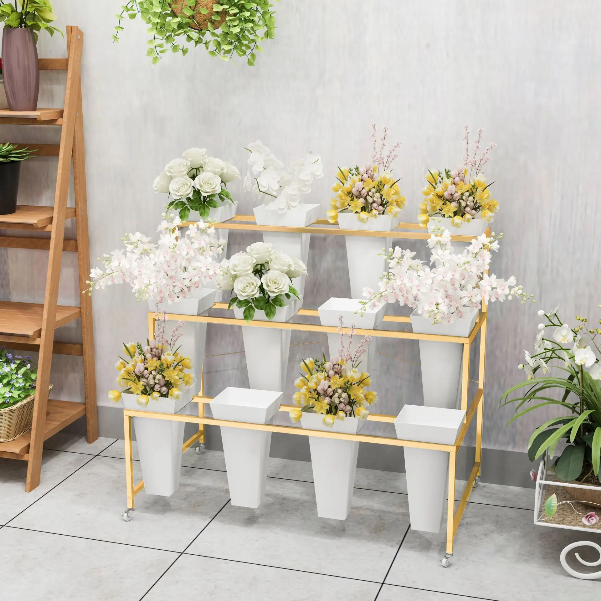 Étagère à fleurs pour fleuriste, support pour seau de fleurs