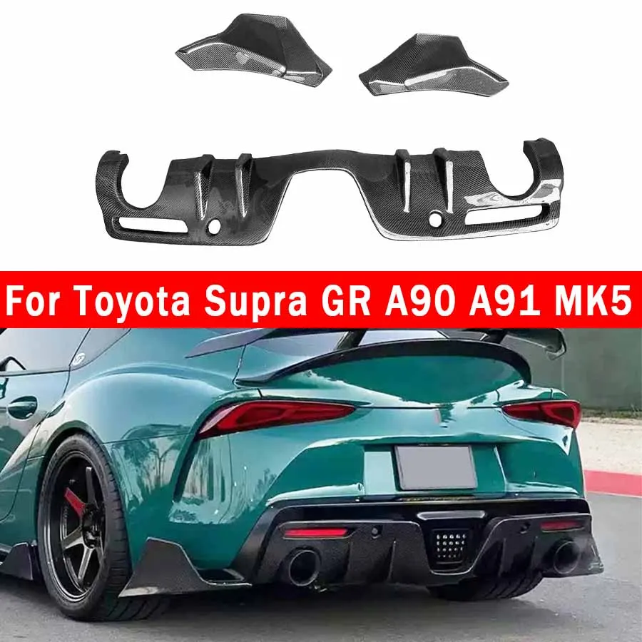 For Toyota Supra GR A90 A91 MK5 2019+ Carbon Fiber Car Rear Bumper Diffuser Rear Splitters Spoiler Back lip Upgrade body kit