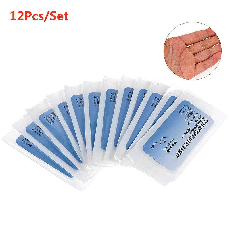 12Pcs/Lot Medical Thread Needle Surgical Suture Training Thread Suture Practice Kit Polypropylene Monofilament Wholesale