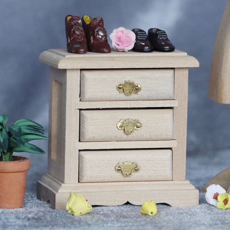 

1:12 dollhouse dollhouse mini furniture model scene side cabinet drawer cabinet china bedside table