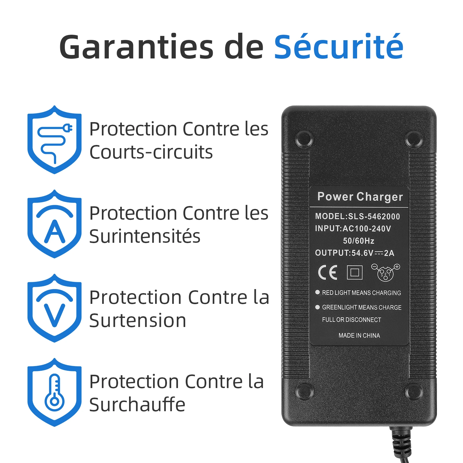 Caricabatterie Universale 54.6V 2A Per Scooter Elettrici 48V E 42V – Con 6 Adattatori Per Connettori, Per JOYOR, Kaabo, Zero E Molti Altri