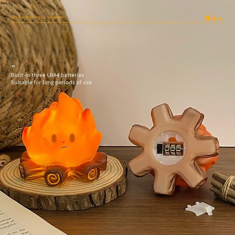 Creative Ornament Bonfire Night Light, Electronic Candle Light Decorative Atmosphere Light Gift Ornament for Children