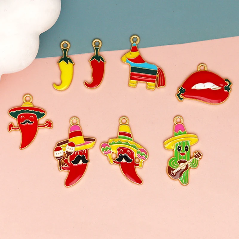 10pcs/lot Cute Enamel Chili Pepper Charms Pendants for Jewelry Making Drop Earrings Necklaces Bracelets DIY Crafts Accessories