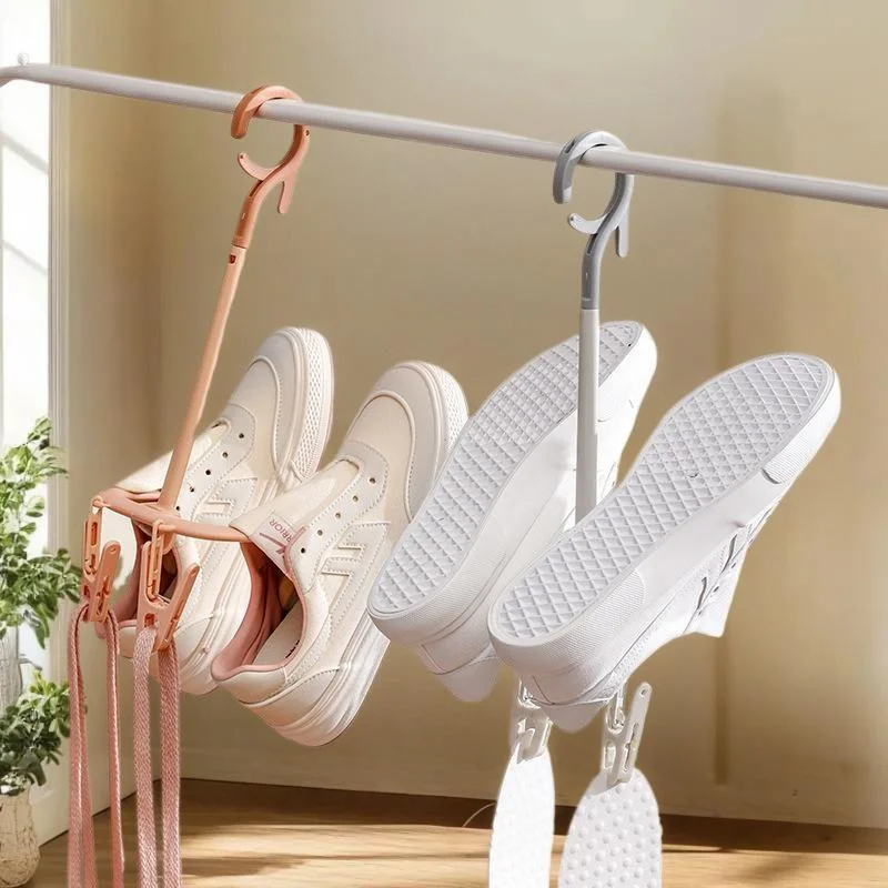 رف تجفيف الأحذية الدوار ذو الخطاف المزدوج للاستخدام المنزلي - حل مثالي مقاوم للرياح