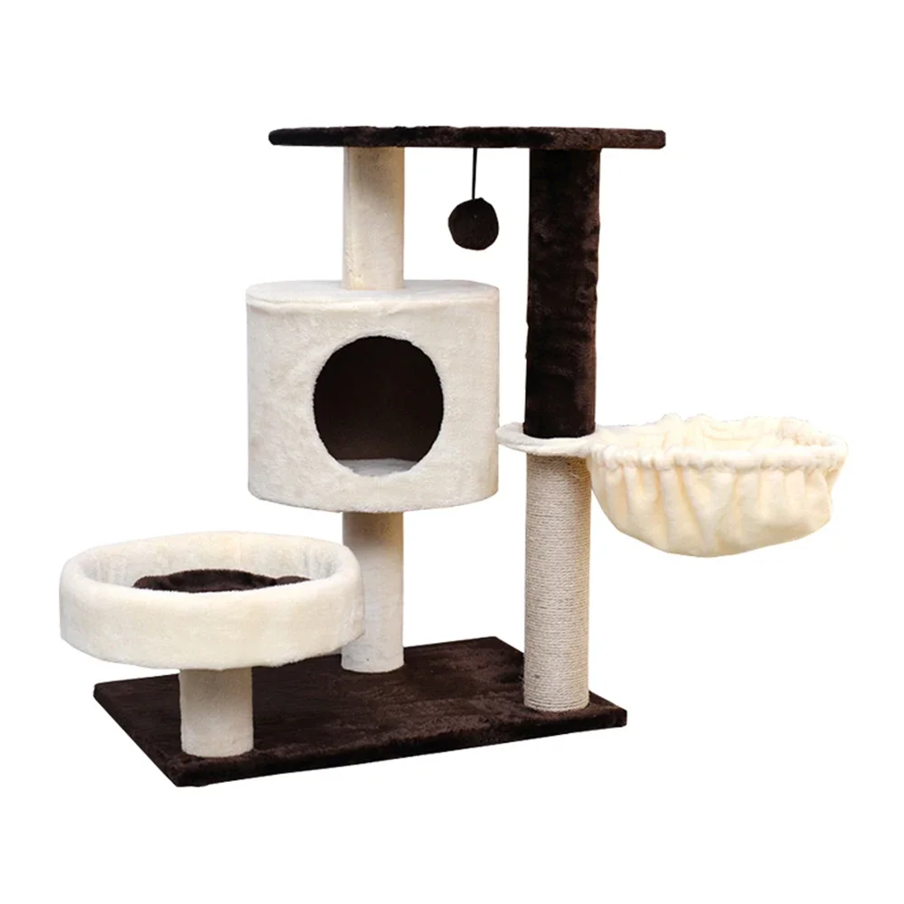 Large Wooden Scratch Climbing Tower Fashion Diy Deluxe Cat Tree Tower Condo Play Pet Scratch Post Kitten Furniture