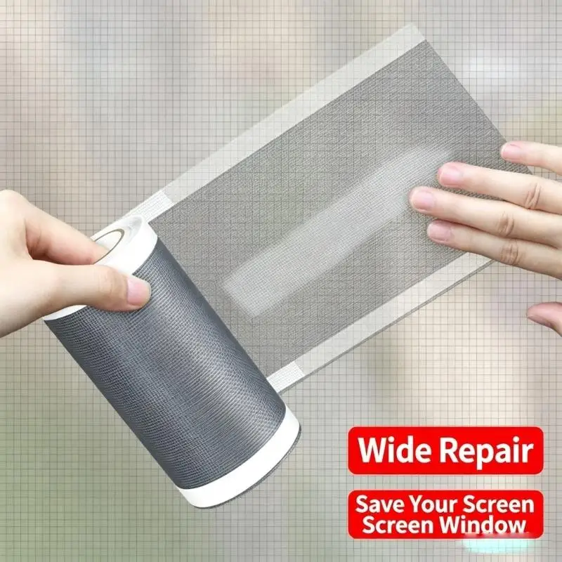 652F Plastic Screen Tape 10 x 5 m, Cut to Size Repair Tape for Damaged Window Screen Areas and Home Entry Use