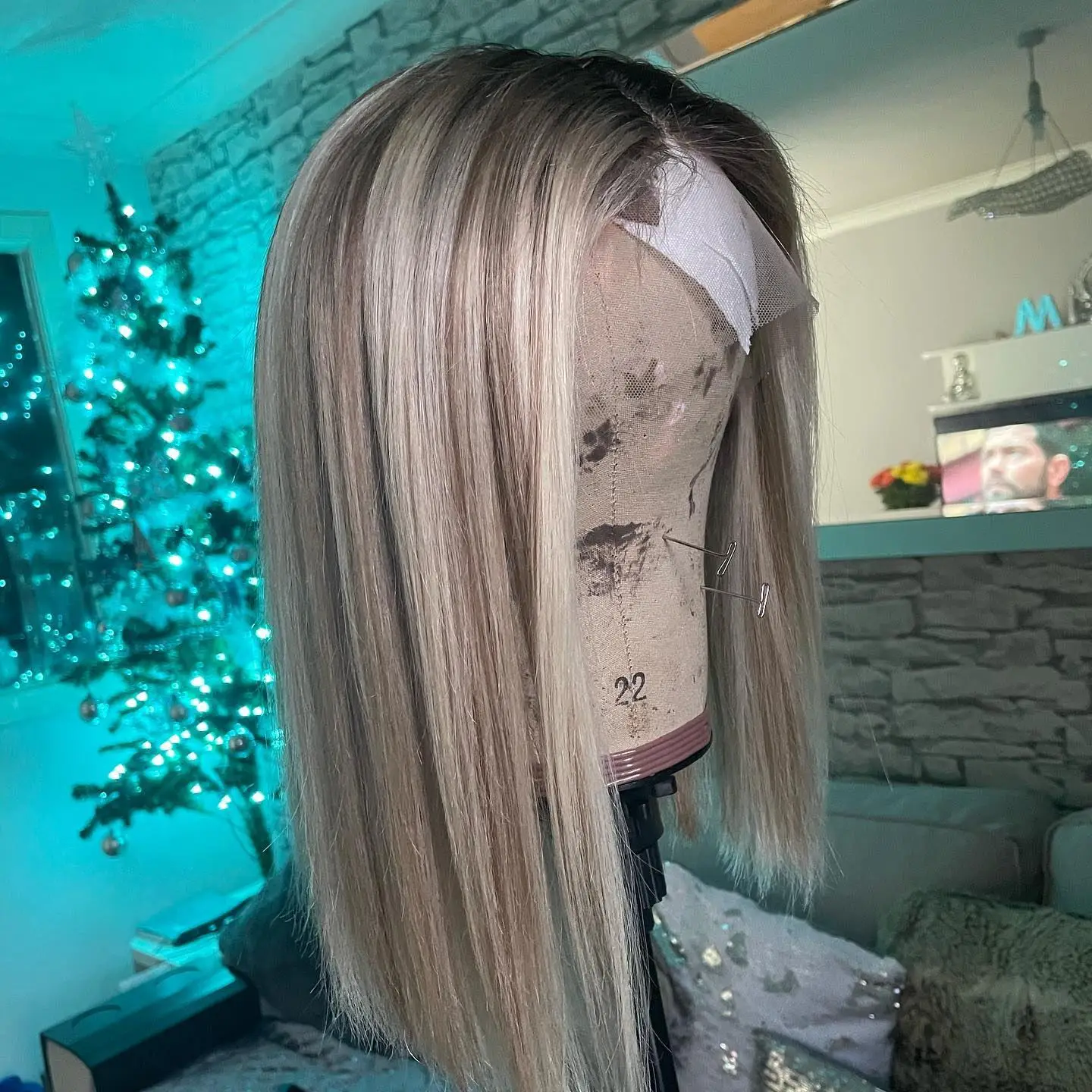 HD 13x6 Lace Frontal Wig Human Hair Short Bob Wig for Women Dark Ash Blonde Highlights Straight Bob Wig Glueless Roots Melted