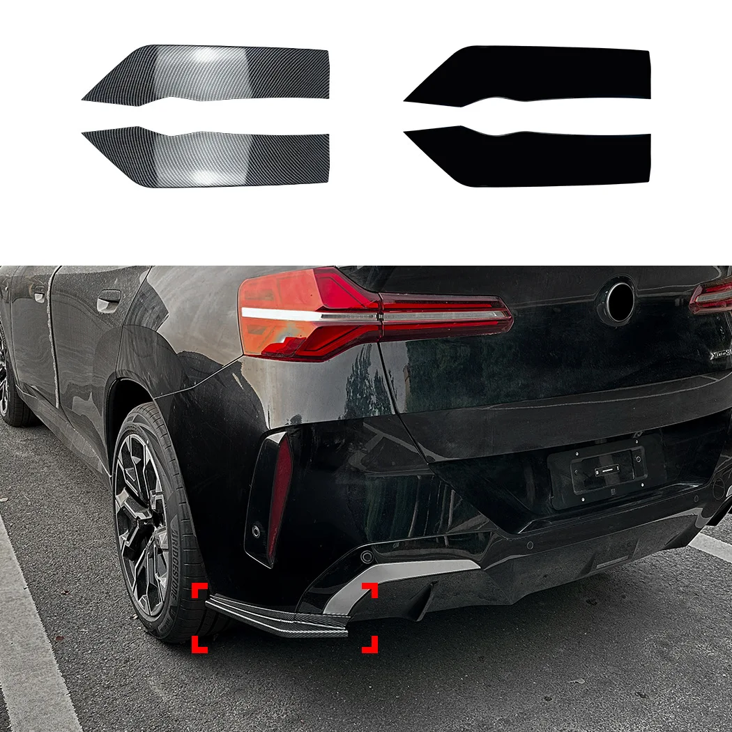 

Carbon Look Rear Side Strip Scratch Protector Lip Spoiler Diffuser Splitter For BMW X3 G45 M sport 2025+ Rear Bumper Side Skirt