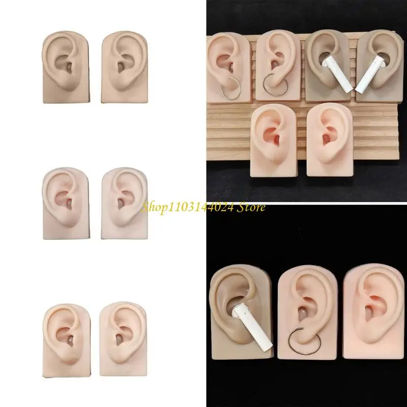 

N5KE Silicone Left Right Ear Form for Cosmetic Training Realistic Human Ear Mannequin