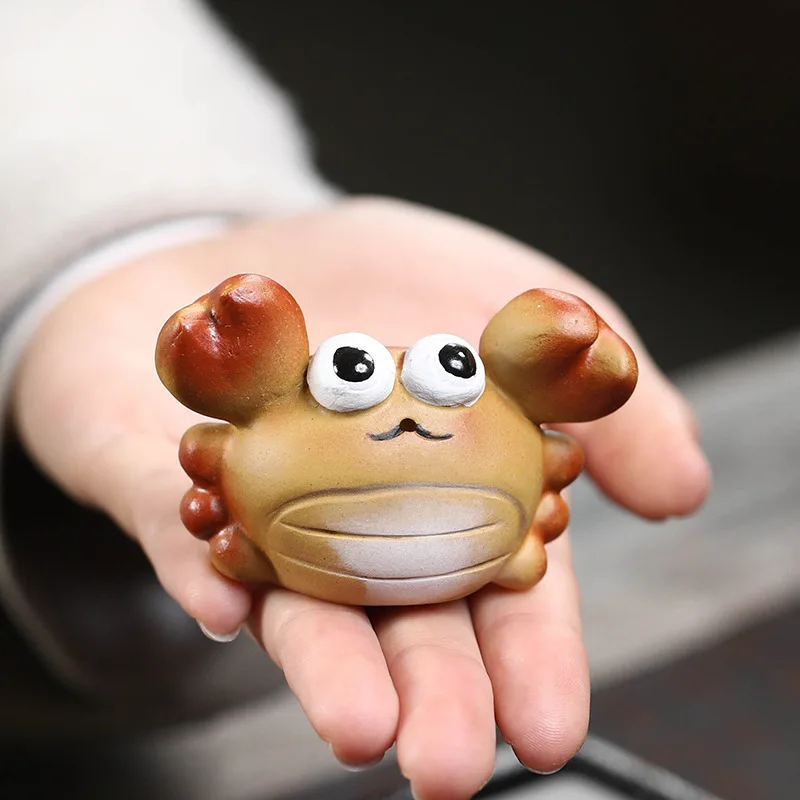 Purple sand tea pet crab small ornament creative color tea set tea table spit bubble tea play fortune can be raised