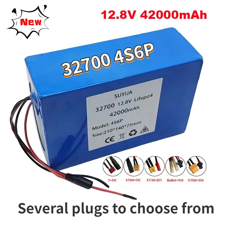 4S6P 12.8V 42Ah 32700 Lifepo4 Electric Bicycle Battery Packs 14.6V 2A Charger with 40A Same Port Balanced BMS 12V Power Supply