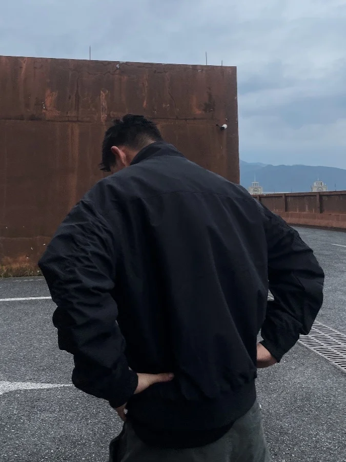 

Retro American Sle Men's Jaet Outdoor Flight Coat Pure Color Stand Collar Windproof Spring Autumn Workwear Flight Outerwear