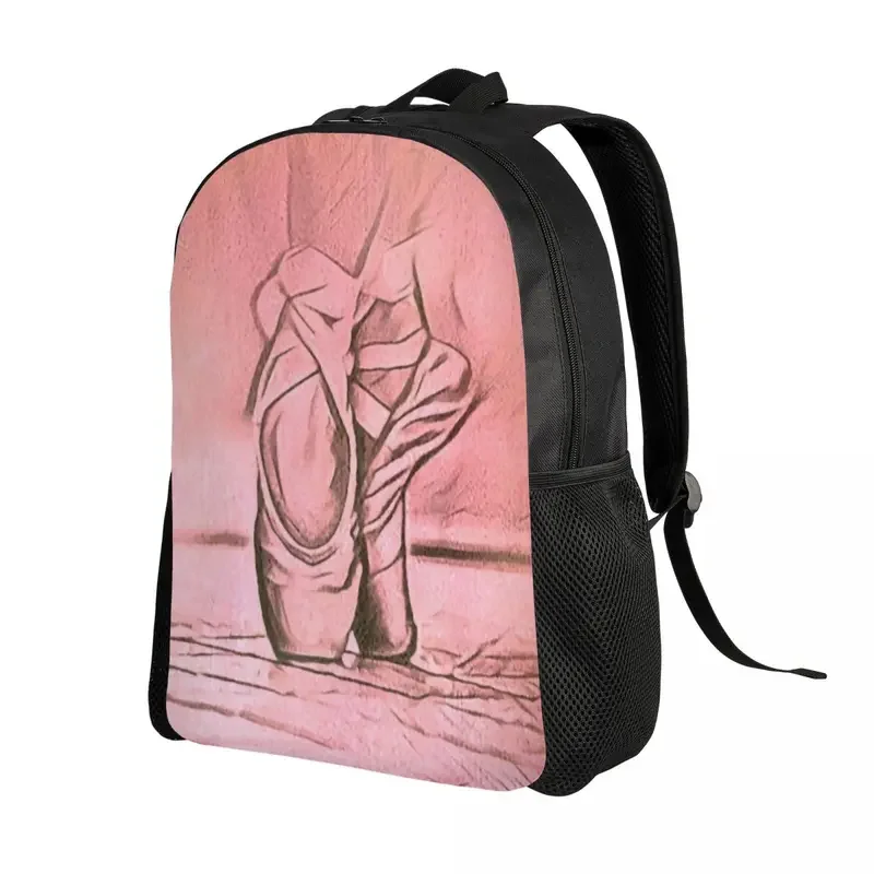 Ballet Shoes Pink Backpack for Women Men College School Students Bookbag Fits 15 Inch Laptop Ballerina Dancer Bags