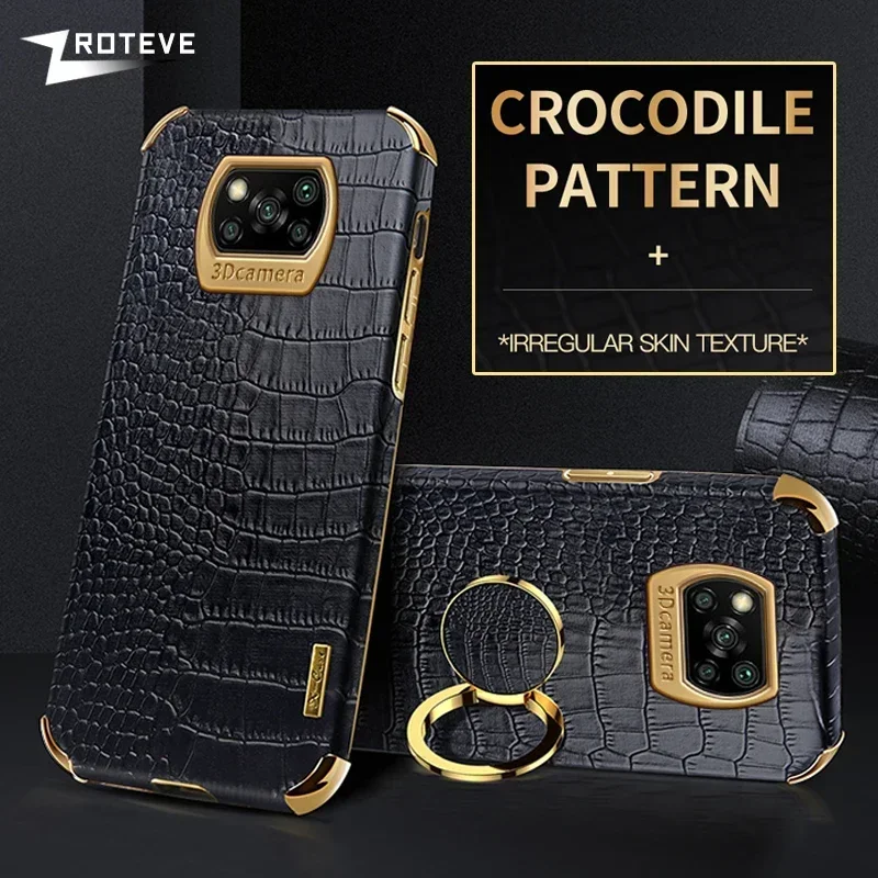 For PocoX3 Case ZROTEVE Plating Crocodile Leather Cover For Xiaomi Poco X3 NFC F3 F4 GT Xiomi Mi Pocophone F5 X4 Pro Phone Cases