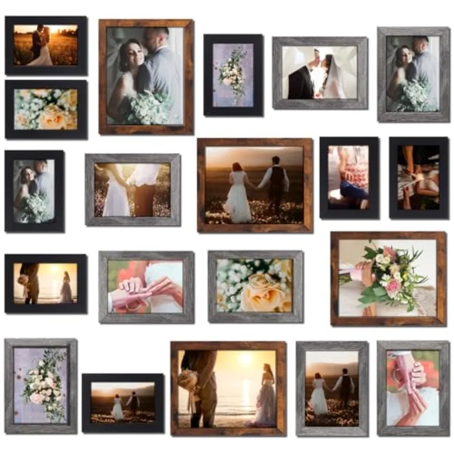 

20 Pcs Gallery Wall Frames Set Rustic Picture Frames Collage Assorted Photo Wall Decor Pack for Hanging or Tabletop Display Mul