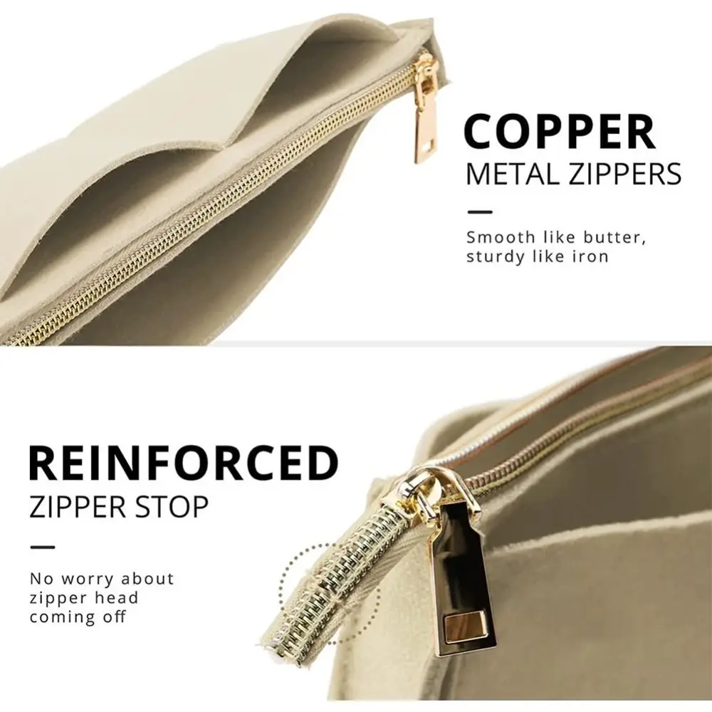 مقسم إدراج حقيبة يد خفيفة الوزن إدراج أكياس تخزين اللباد كيس التخزين متعدد الوظائف بلون حاوية أدوات الزينة السفر