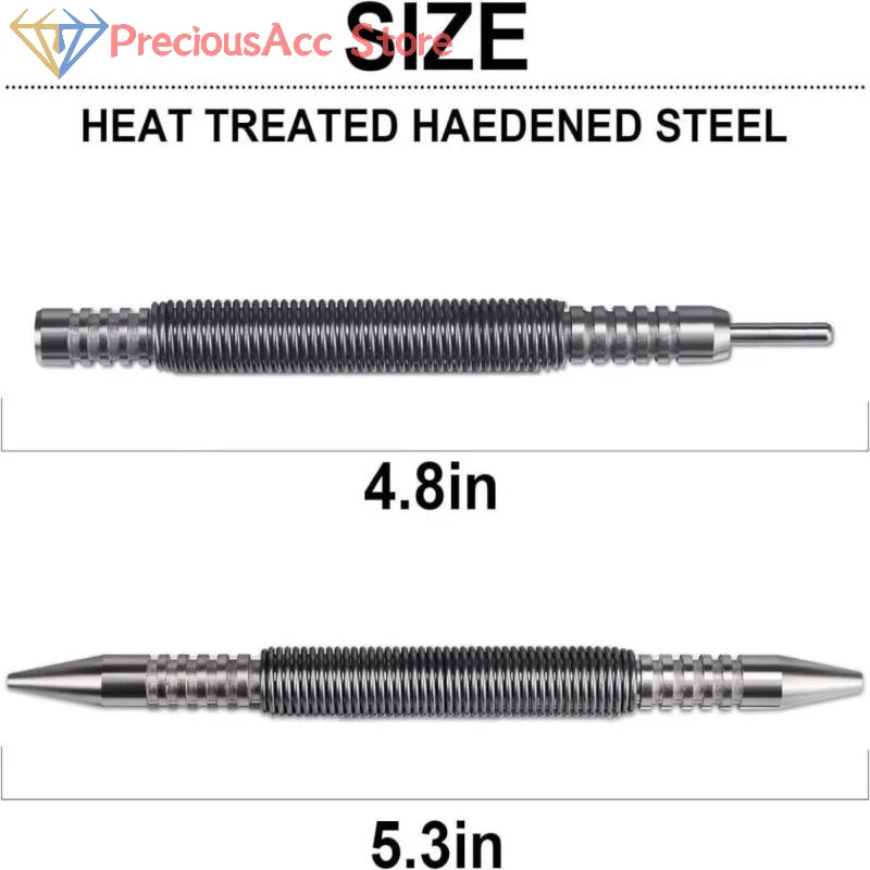Dual Head Nail Setter Spring Loaded Door Hinge Pin Remover Tools Spring Center Punch Woodworking Metal Drill Hammerless
