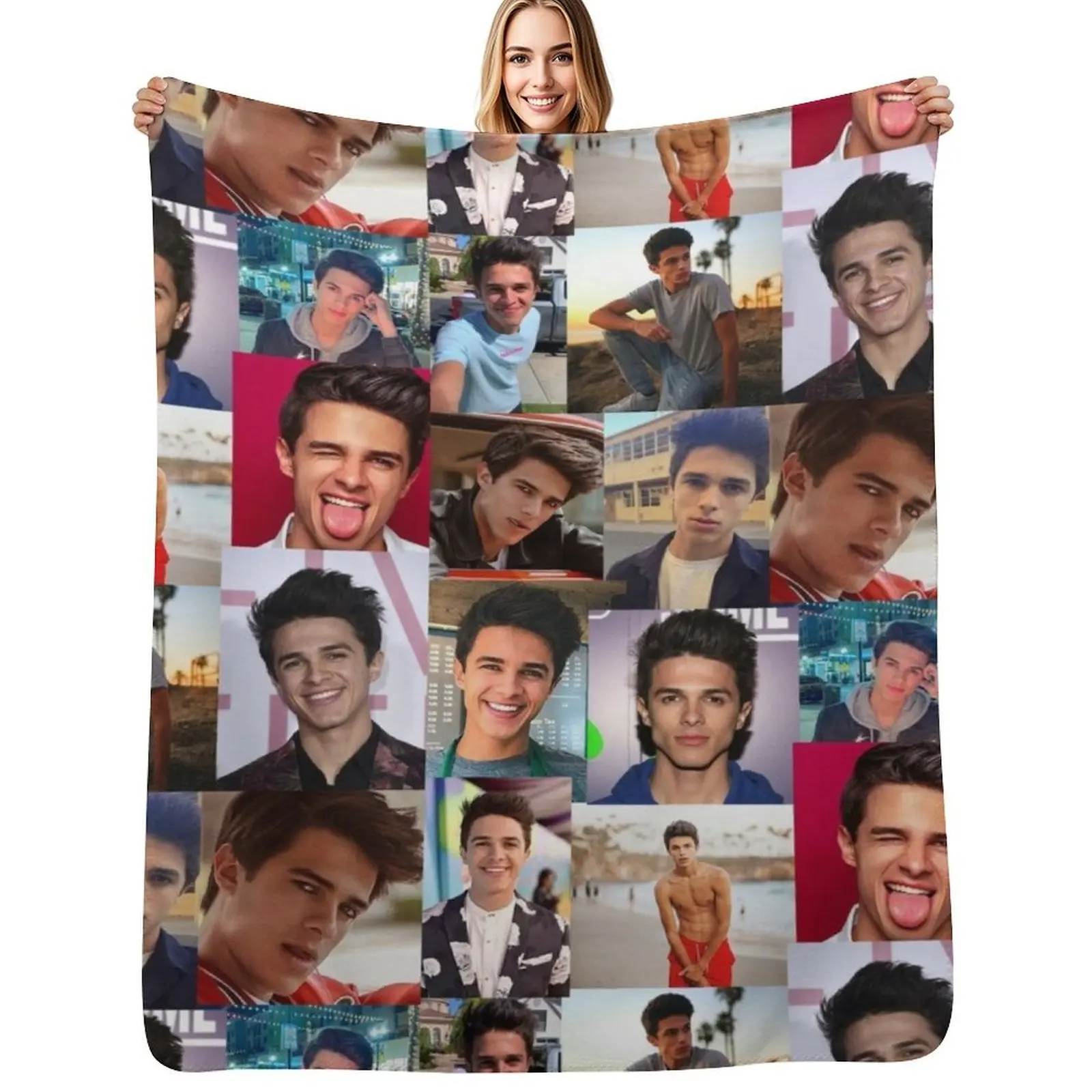 

Brent Rivera Collage Artwork Throw Blanket Moving Travel Summer Flannel Blankets