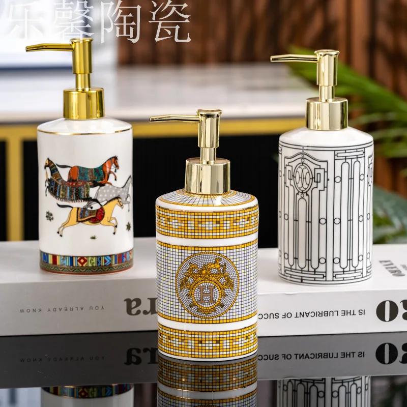 

2025 New Luxury Hand Sanitizer Bottle Advanced Ceramic Shower Gel Empty Bottle Press Bottle Lotion Sub Packaging Bottle
