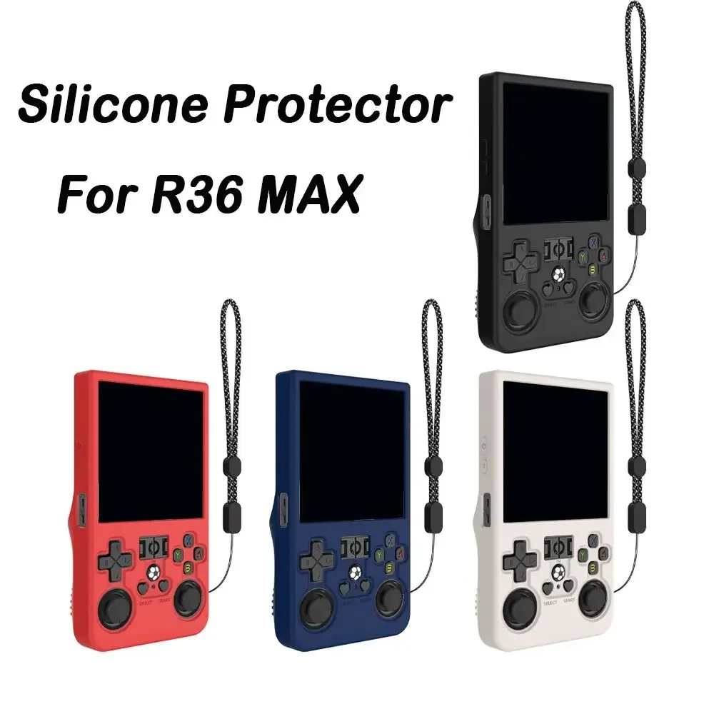 

For R36 MAX Silicone Protective Case Anti Scratch Shockproof Cover with Lanyard for Handheld Game Console Durable Portable Shell